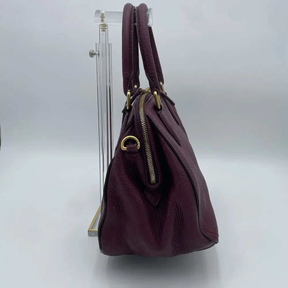 MCM Leather Satchel Burgundy Handbag Vintage Crossbody Tote Travel Purse Germany